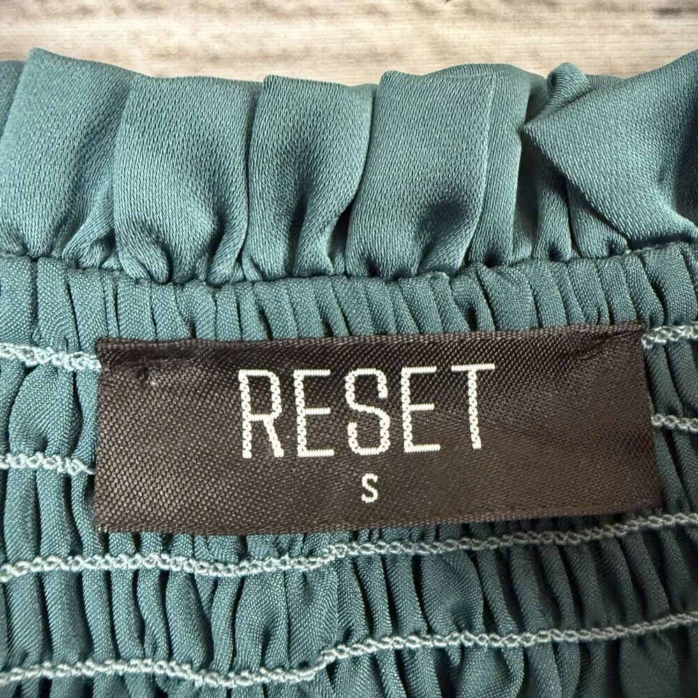 Reset By Jane Women Lana Dress in Teal Blue Size S Long Sleeves Pleated Feminine - Picture 6 of 13
